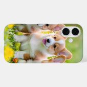 Coques Case-Mate iPhone Cute Corgi Jouer dans l'herbe (Verso (horizontal))