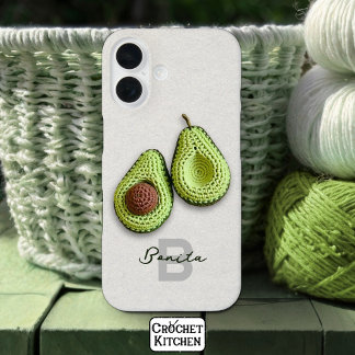 Coques iPhone 16 Cute Cottagecore Crochet Avocado Nom