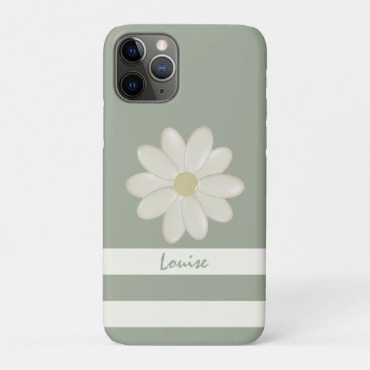 Coques Case-Mate iPhone Cute Cream Daisy Flower Sage Vert Nom (Dos)