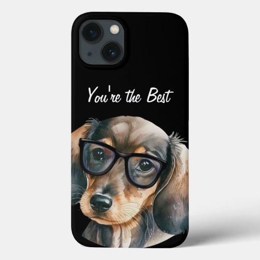 Coques Case-Mate iPhone Cute Dachshund avec lunettes noires (Verso)