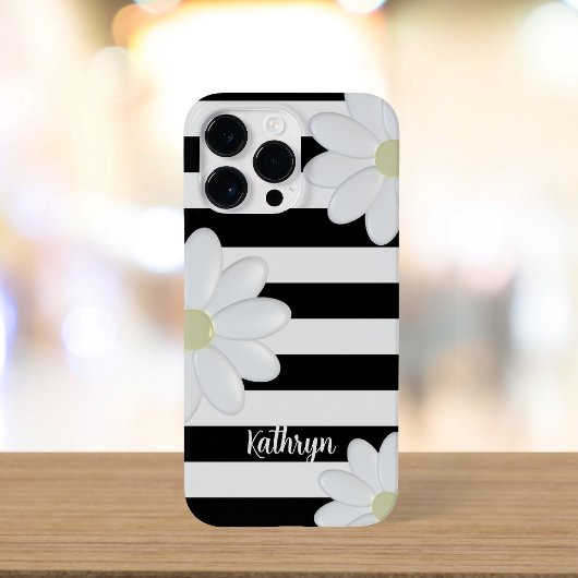 Coques Case-Mate iPhone Cute Daisy Floral Grandes Noires et Blanches