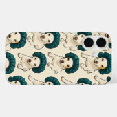 Coques Case-Mate iPhone Cute Dog in Satin Bonnet Pattern Phone Case (Verso (horizontal))