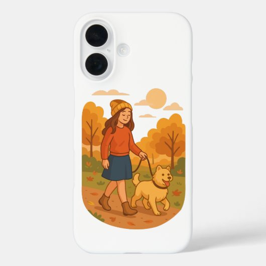 Coques Case-Mate iPhone Cute Dog Mom Walking Pup in Cozy Forest (Verso)
