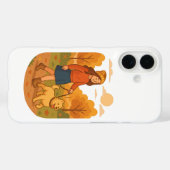 Coques Case-Mate iPhone Cute Dog Mom Walking Pup in Cozy Forest (Verso (horizontal))