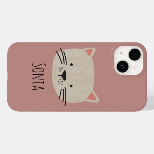 Coques Case-Mate iPhone Cute face de chat Whimsical (Verso (horizontal))