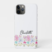 Coques Case-Mate iPhone Cute Fleurs sauvages d'aquarelle Monogramme (Dos)