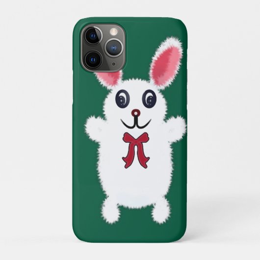 Coques Case-Mate iPhone Cute Fluffy White Bunny Rabbit with Red Bow - Chri (Dos)