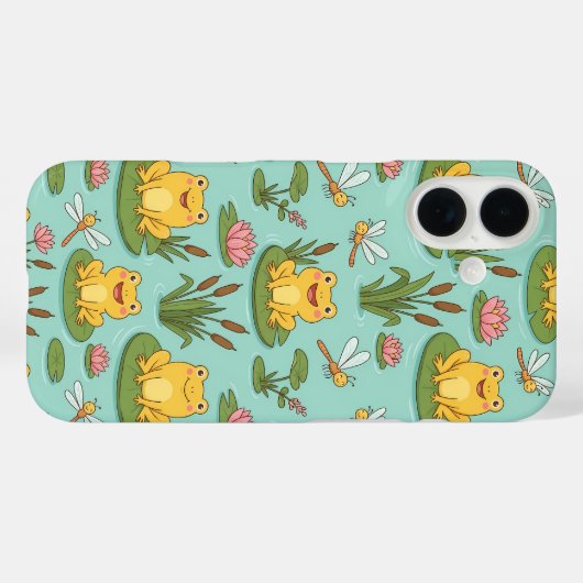 Coques Case-Mate iPhone Cute Frog Pond Pattern (Verso (horizontal))