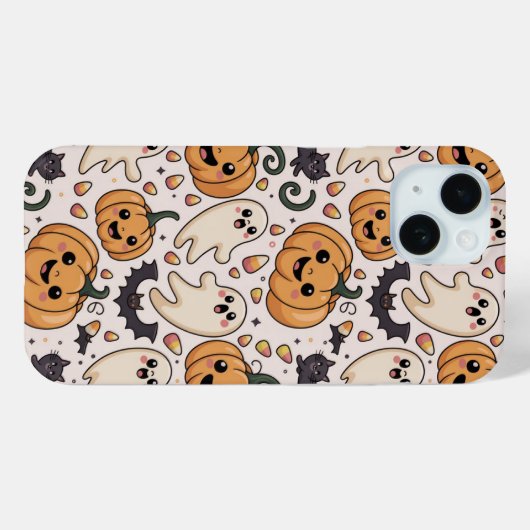 Coques Case-Mate iPhone Cute Ghost and Pumpkin Halloween Pattern (Verso (horizontal))