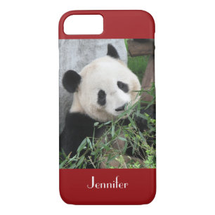 Case-Mate iPhone Case Cute Giant Panda Dark Red Background, Name, 