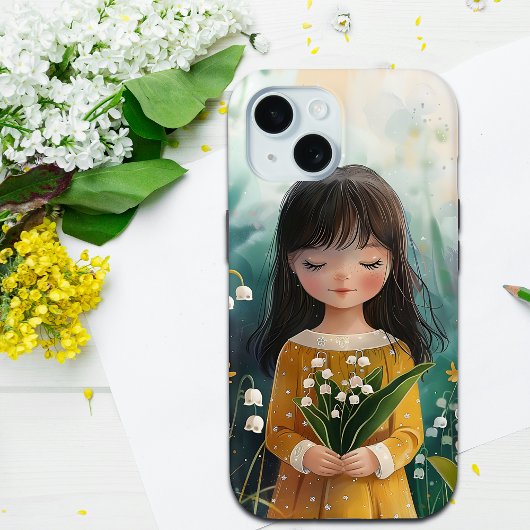 Coques Case-Mate iPhone Cute Girl Holding Lily of the Valley Fleur de nais