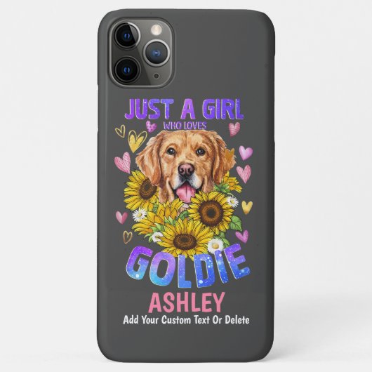 Coques Case-Mate iPhone Cute Girl Loves Golden retriever Sunflower (Dos)