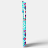 Coques Case-Mate iPhone Cute Girly Purple Flower Pattern on Aqua Blue (Verso / Gauche)