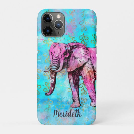 Coques Case-Mate iPhone Cute Girly rose Elephant bleu Aquarelle tendance (Dos)