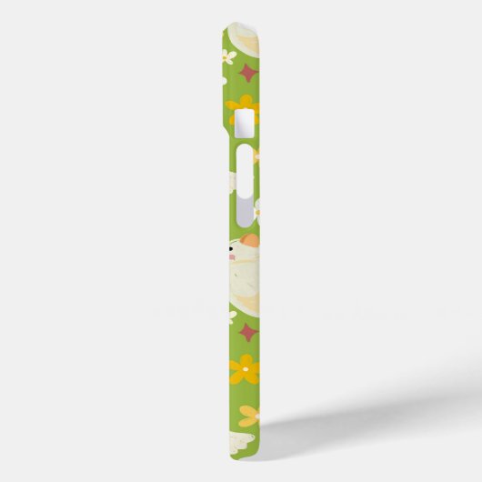 Coques Case-Mate iPhone Cute Green Duck & Daisy Flower Seamless Pattern (Verso / Gauche)