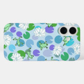 Coques Case-Mate iPhone Cute grenouille bleue avec ceinture nénuphar (Verso (horizontal))