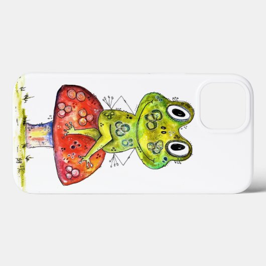 Coques Case-Mate iPhone Cute Grenouille verte Whimsical sur Toadstool (Verso (horizontal))