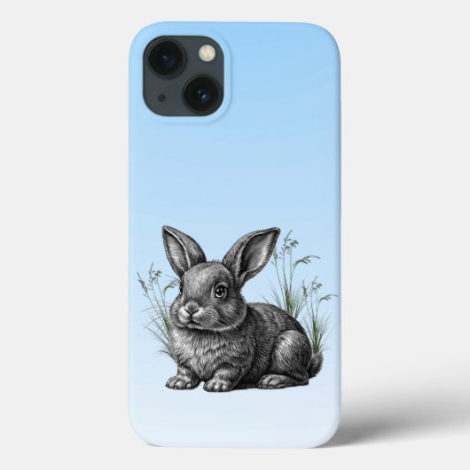Coques Case-Mate iPhone Cute Grey Rabbit contre un ciel bleu (Verso)