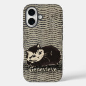 Coques Case-Mate iPhone Cute Grunge Black White Cat Custom Name  (Verso)