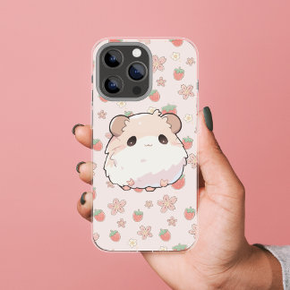 Case-Mate iPhone Case Cute Hamster avec arrière - plan fraise fleurie