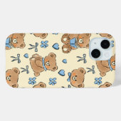 Coques Case-Mate iPhone Cute Hand-drawn Brown Teddy Bears Seamless Pattern (Verso (horizontal))