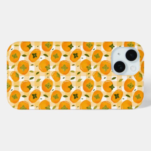 Coques Case-Mate iPhone Cute Hand-Drawn Persimmons Seamless Pattern (Verso (horizontal))
