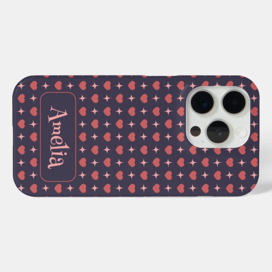 Coques Case-Mate iPhone Cute Hearts Pattern Personalized Text  (Verso (horizontal))