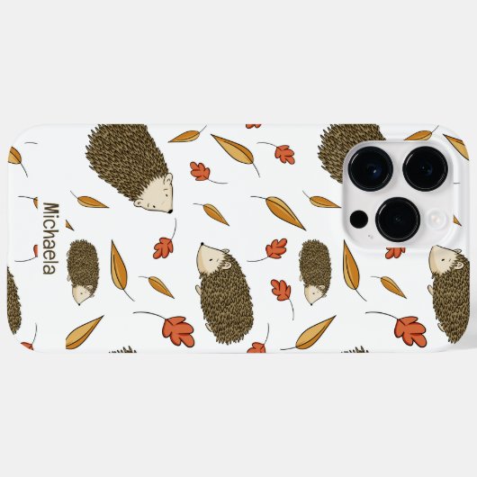 Coques Case-Mate iPhone Cute Hedgehog Automne quitte Motif (Verso (horizontal))
