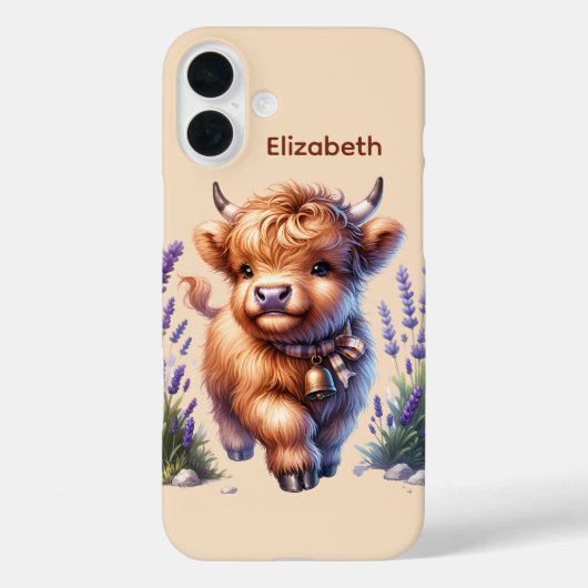 Coques Case-Mate iPhone Cute Highland cow amoureux ajouter nom (Verso)