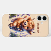 Coques Case-Mate iPhone Cute Highland cow amoureux ajouter nom (Verso (horizontal))