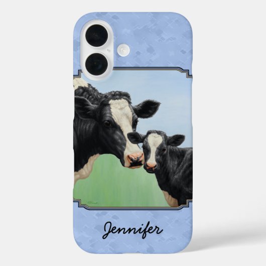 Coques Case-Mate iPhone Cute Holstein Calf & Vache Ciel bleu (Verso)