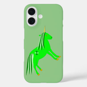 Coques iPhone 16 Cute Irish Green et Gold Unicorn