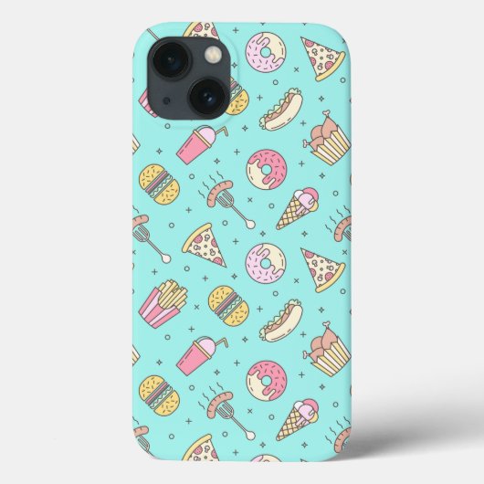 Coques Case-Mate iPhone Cute Junk Food Motif sur Aqua | (Verso)