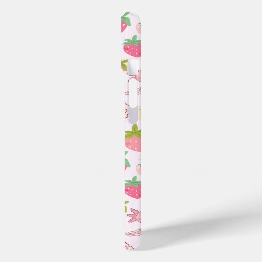 Coques Case-Mate iPhone Cute Kawaii Axolotl & Strawberry Seamless Pattern (Verso / Gauche)