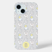 Coques Case-Mate iPhone Cute Kawaii Chat Motif gris jaune Monogramme (Verso)