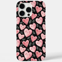 Cute kawaii coeur motif rose et noir