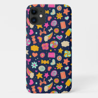 Cute Kawaii Coeurs bonbons en rose et marine heure