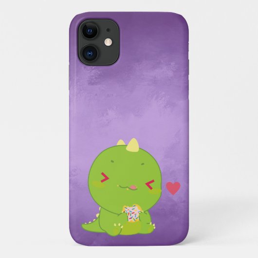Coques Case-Mate iPhone Cute Kawaii Dinosaur Manger Cookie Purple (Dos)