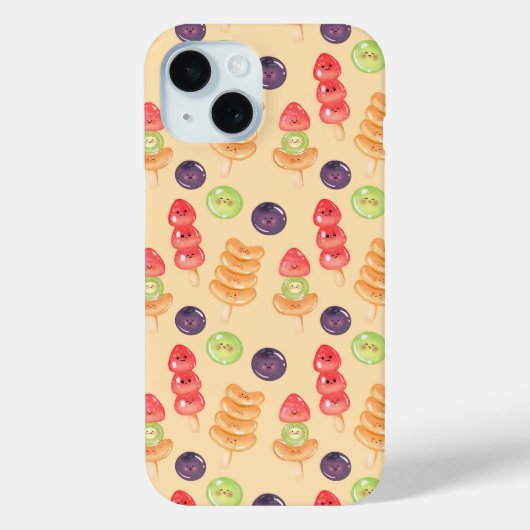 Coques Case-Mate iPhone Cute Kawaii Hand-drawn Tanghulu Seamless Pattern (Verso)