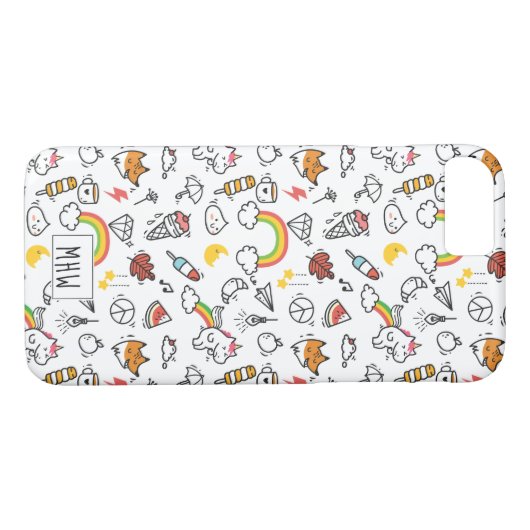 Coques Case-Mate iPhone Cute Kawaii Motif casques monogramme personnalisés (Dos (Horizontal))