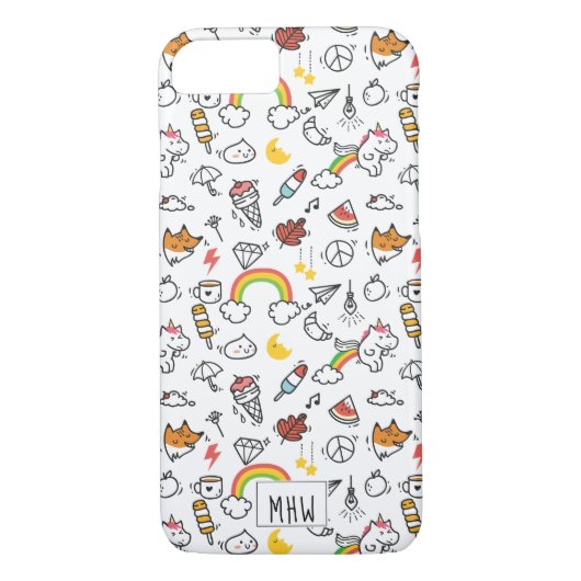 Coques Case-Mate iPhone Cute Kawaii Motif casques monogramme personnalisés (Dos)