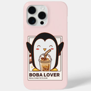 Coque iPhone 15 Pro Max Cute Kawaii Penguin Boba Lover