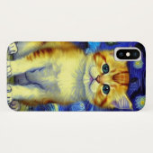 Coques Case-Mate iPhone Cute Kitten Starry Night Van Gogh (Dos (Horizontal))