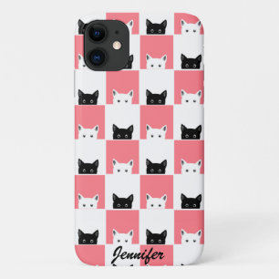 Case-Mate iPhone Case Cute Kittens noir blanc rose