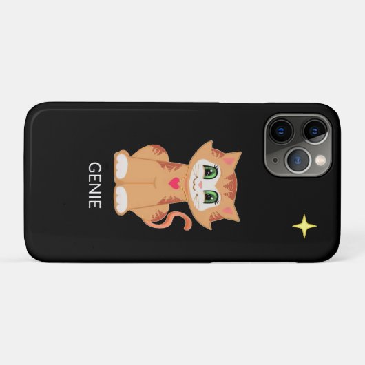 Coques Case-Mate iPhone Cute Kitty Chat et Étoile sur Noir (Dos (Horizontal))
