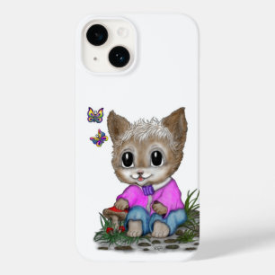 Coque Pour iPhone 14 Cute Kitty Chat et Papillon