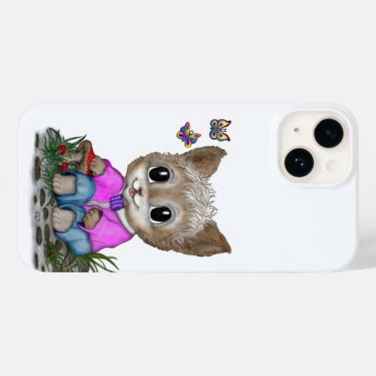 Coques Case-Mate iPhone Cute Kitty Chat et Papillon (Verso (horizontal))