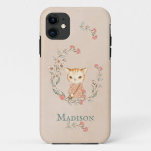 Case-Mate iPhone Case Cute Kitty Chat Floral Vintage Monogramme simple