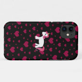 Coques Case-Mate iPhone Cute licorne noir coeurs roses (Dos (Horizontal))