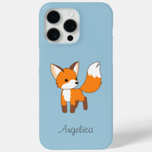 Coque iPhone 15 Pro Max Cute Little Fox sur Blue